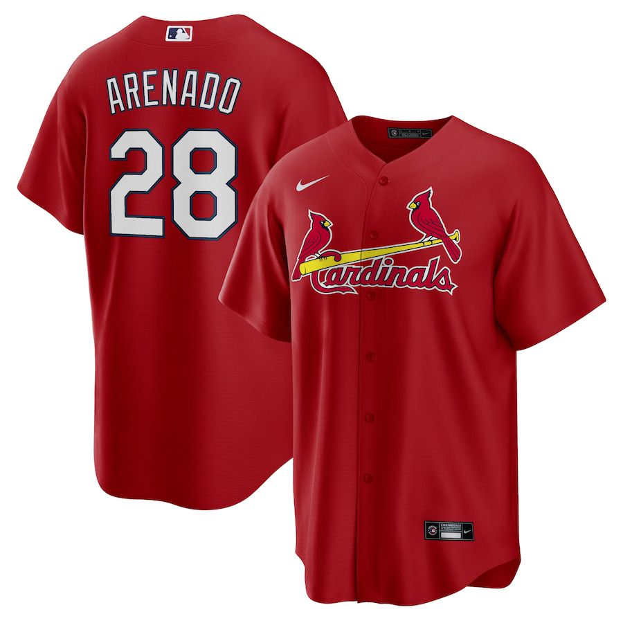Cheap Mens St. Louis Cardinals 28 Nolan Arenado Nike Red Alternate Official Replica Player MLB Jerseys